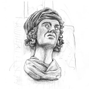 Carved Head QUB Giclée print